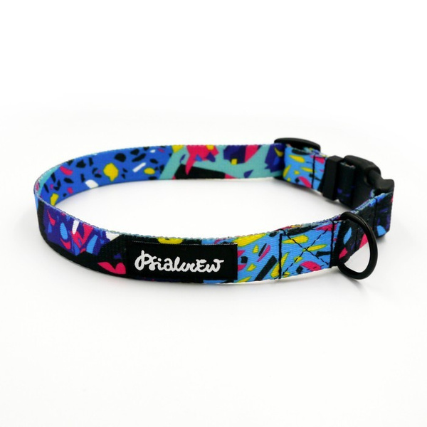 Dog Collar Psiakrew Terrazzo, 2 cm 0.78" wide, for smaller dogs black extras