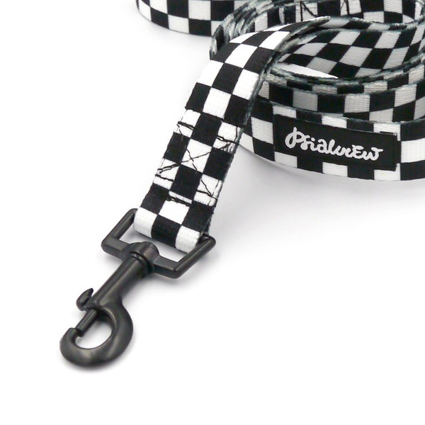 Dog Leash Checker width 2.5 cm, 1" wide, black snap hook 6 cm