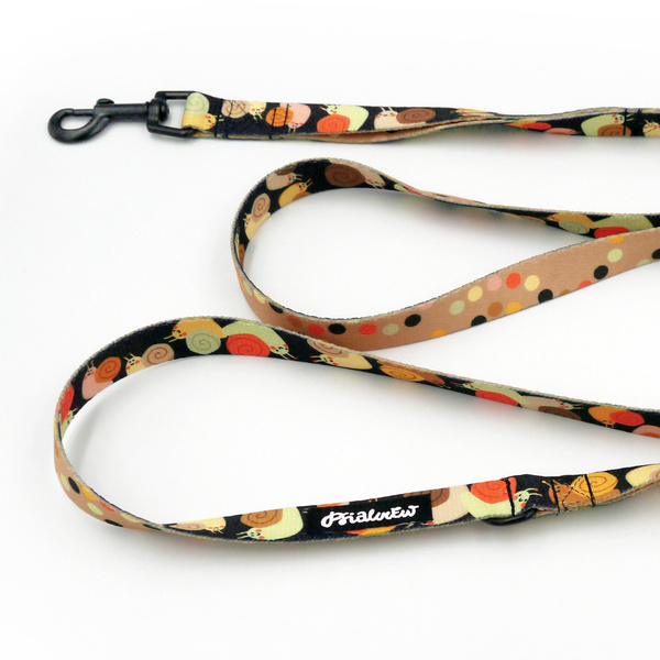 Walking leash for Dog Snail Family Psiakrew, width 2 cm, black snap hook 6 cm