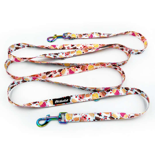 Long Dog Leash Hot Sweetness width 2 cm (0.78")  wide, Holo  petrol effect snap hook 7 cm