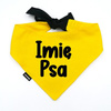 Bandana with the name of the Dog Psiakrew, personalized tied handkerchief, yellow bandana scarf
