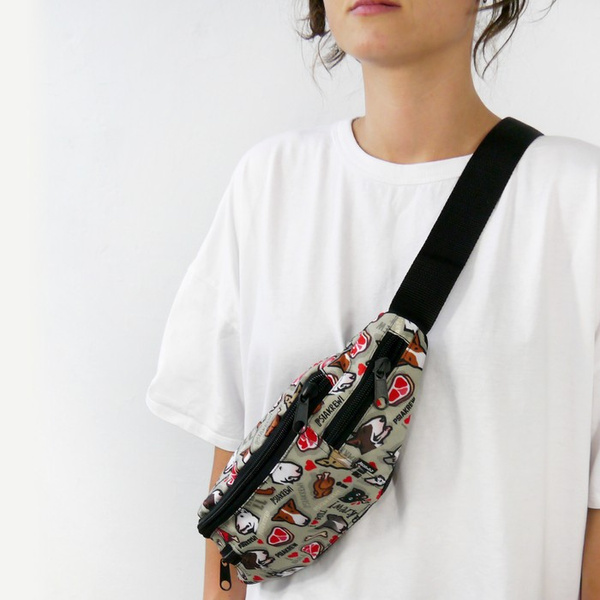 Fanny Pack Bull Terrier Gourmet Gray Hip Bag Psiakrew