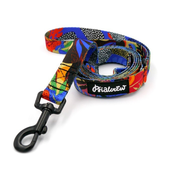 Walking leash for Dog Colorful Thicket Psiakrew, width 2 cm, black snap hook 6 cm