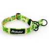 Half-Choke-Halsband Green Frogs, 2 cm breit, für kleine Hunde, schwarze Accessoires