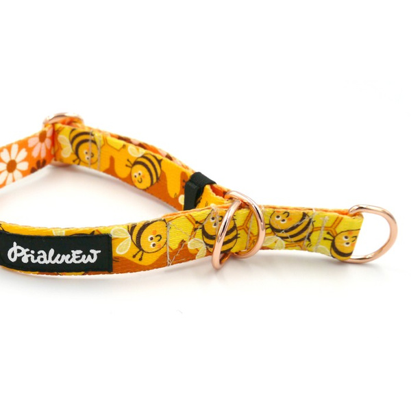 Half-choke collar Busy Bees, 2 cm wide, for small dogs, golden extras