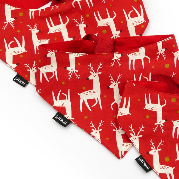 Premium Dog Bandana Rudolphs handkerchief style to tie around your pet’s neck