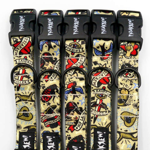 Dog Collar Psiakrew Dog Tattoo Flash, 2 cm 0.78" wide, for smaller dogs