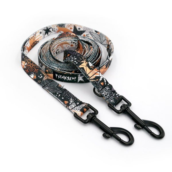 Smycz Dla Psa Długa Przepinana Regulowana Deer Calls szerokość 2 cm, karabińczyk czarny