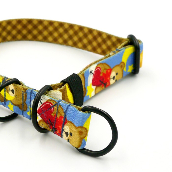 Half-choke collar Teddy Bear, 2 cm wide, for small dogs, black extras