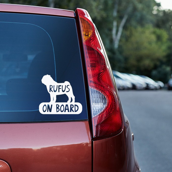 Car sticker with the name of the Pug Dog On Board Psiakrew