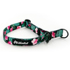 Half-choke collar Tropical Monstera, 2 cm wide, for small dogs, black extras