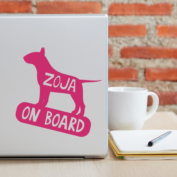 Car sticker with the name of the Bull Terrier Dog On Board Psiakrew