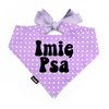 Bandana z imieniem Psa Psiakrew, personalizowana wiązana chusteczka, liliowa w groszki apaszka