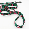 Dog Leash Tropical Monstera width 2.5 cm, 1"  wide, big black snap hook 8 cm