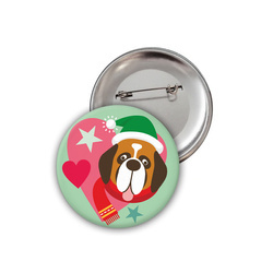 Hund Bernhardiner-Hund Weihnachtsabzeichen Psiakrew Button Badzyk 25mm