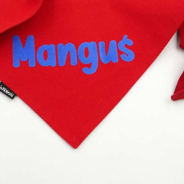 Bandana with the name of the Dog Psiakrew, personalized tied handkerchief, red bandana scarf
