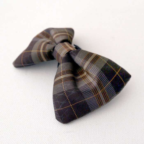 Brown Tartan Dog Bow Tie Fredzio, Pet Bow Tie, Bowtie, Collar Attachment