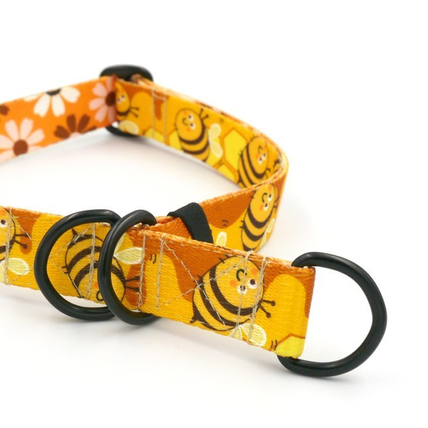 Half-choke collar Busy Bees Psiakrew, 2.5 cm wide, medium and big dogs, black extras
