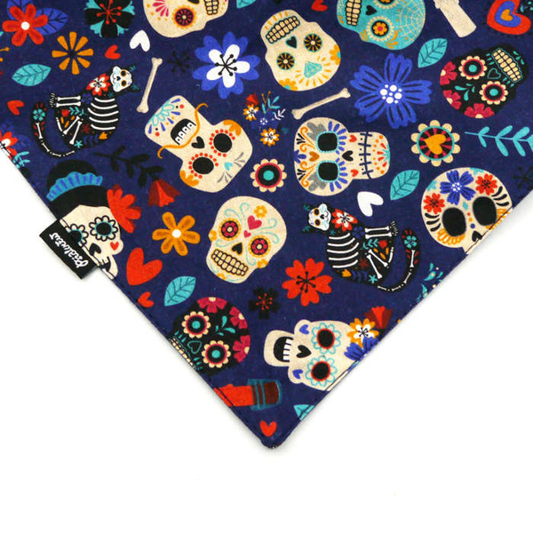 Dog Bandana Día de los Muertos handkerchief style to tie around your pet’s neck