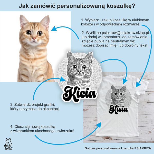 Personalisiertes kurzärmeliges Psiakrew-T-Shirt für Damen mit dem Bild Ihres Haustieres