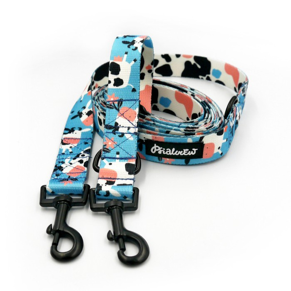 Dog Leash Spotted Cow width 2.5 cm, 1"  wide, snap hook black 6cm