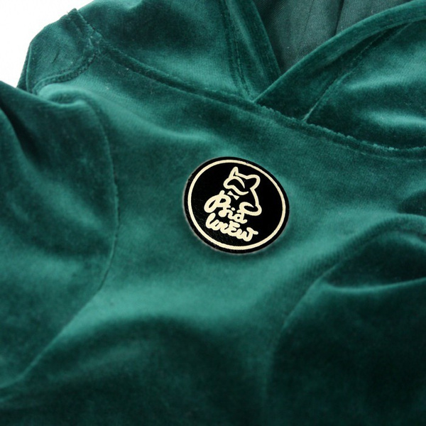 Bluza dla Psa Psiakrew z kapturem zielony butelkowy, welurowa, odblaskowy element