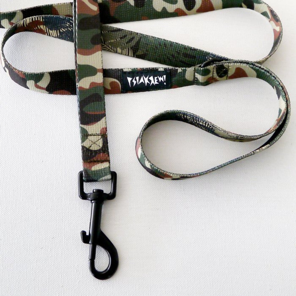 Dog Leash Camo width 2 cm 0.78 ", black snap hook 7 cm