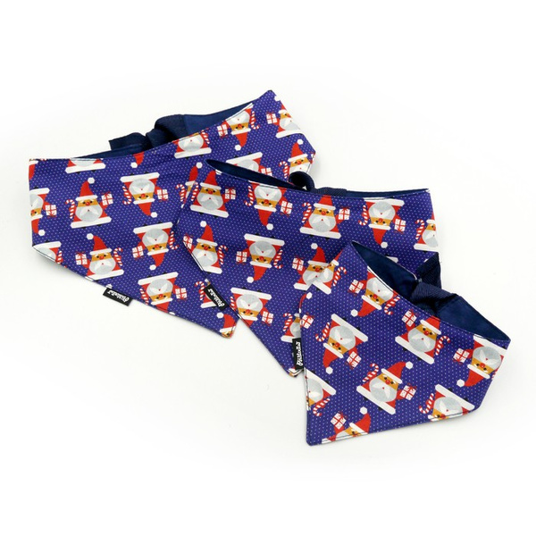 Premium Dog Bandana Santa Clauses handkerchief style to tie around your pet’s neck, Dark blue
