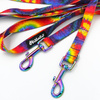 Long Dog Leash Tie Dye width 2 cm (0.78") wide, Holo petrol effect snap hook 7 cm