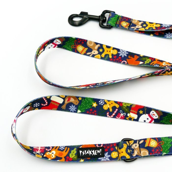 Dog Leash Winter is coming width 2.5 cm, 1"  wide, big black snap hook 8 cm