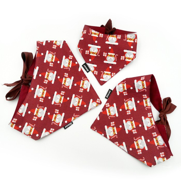 Premium Dog Bandana Santa Clauses handkerchief style to tie around your pet’s neck, Burgundy