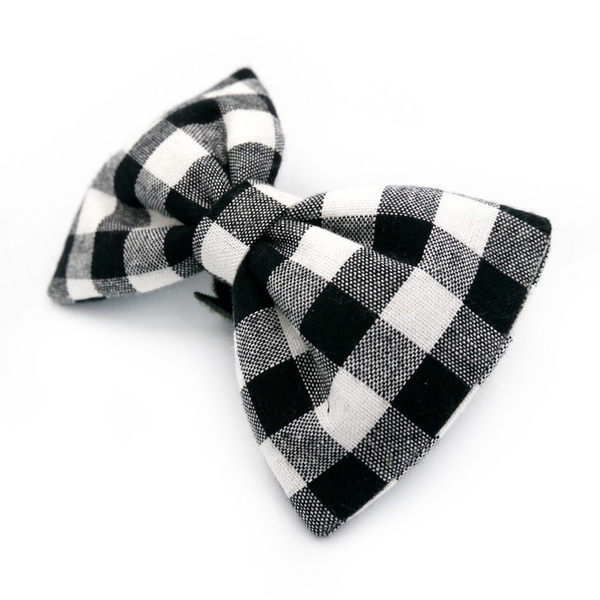 Bow tie, black and white Vichy check for a dog, bow, bow tie, Psiakrew collar decoration