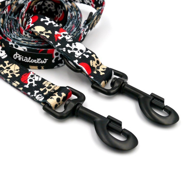 Dog Leash Pirates width 2.5 cm, 1" wide, big black snap hook