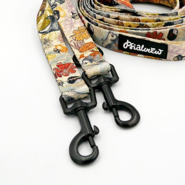 Long Dog Leash Forest Treasures Psiakrew width 2 cm (0.78"), black snap hook 6 cm