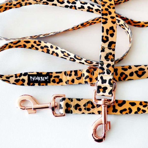 Długa Smycz Dla Psa Przepinana Tarzan Psiakrew 2,5 cm duży mocny karabińczyk, różowe złoto 8cm