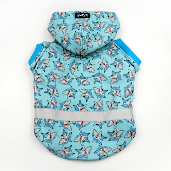 Dog Hoodie Shark Psiakrew, reflective inserts, shark pattern