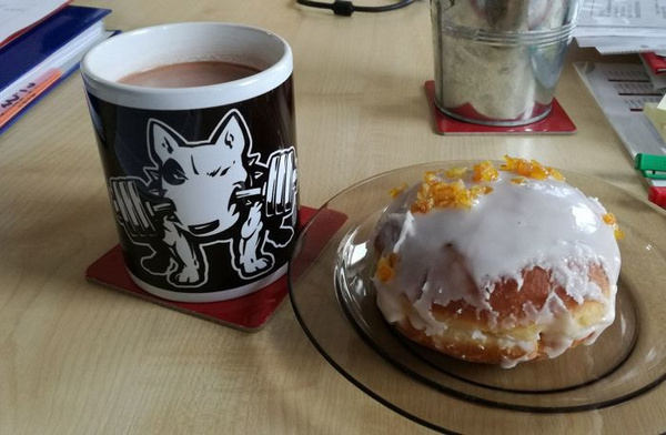 Mug with bull terrier Fitness, Dog Bull Terrier