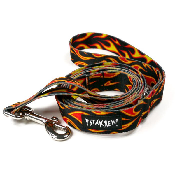 Dog Leash Dog On Fire width 2.5 cm, 1"  wide, snap hook glossy nickel 7cm