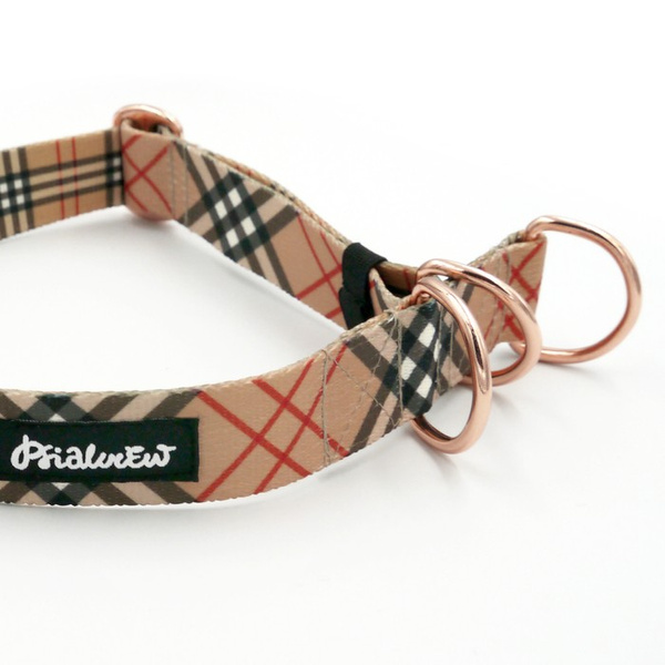 Half-choke collar Dogberry, 3 cm wide, medium and big dogs, pink gold extras