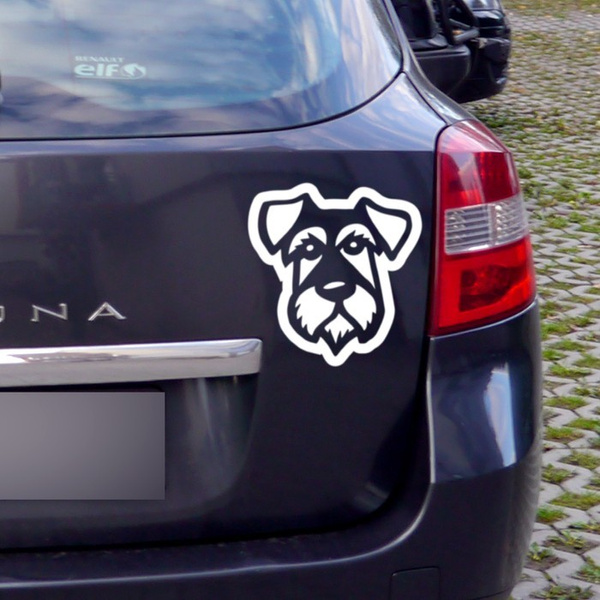 Schnauzer Psiakrew dog car sticker for dark car bodies