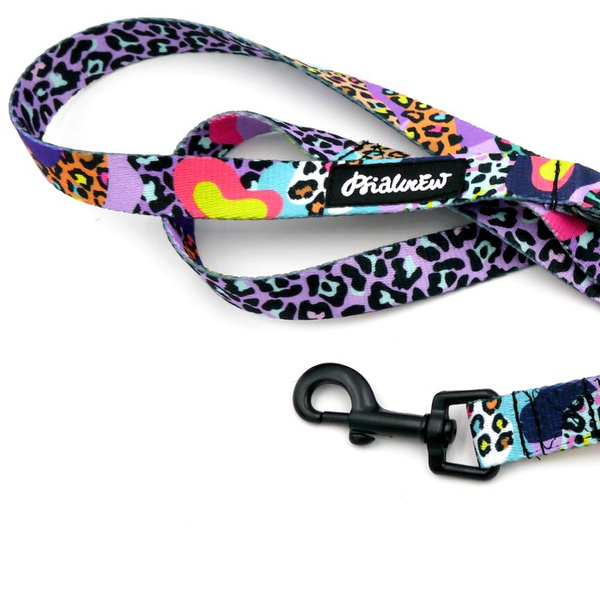 Walking leash for Dog Crazy Leopard Psiakrew, width 2 cm, black snap hook 6 cm