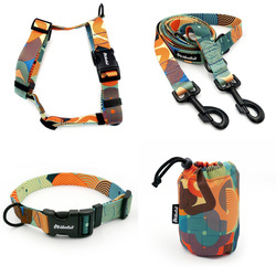 ACCESSORY KIT. Big dog. Geo Snake Psiakrew Series; Collar, Harness, Leash, Sachet for dog treats