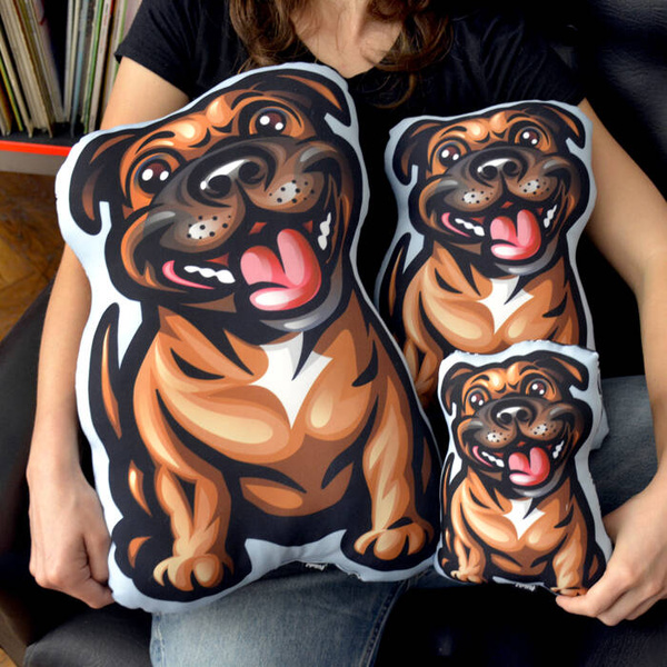 Poduszka Pies Staffordshire Bull Terrier Brązowy Psiakrew Przytulanka Maskotka Zabawka Pluszak