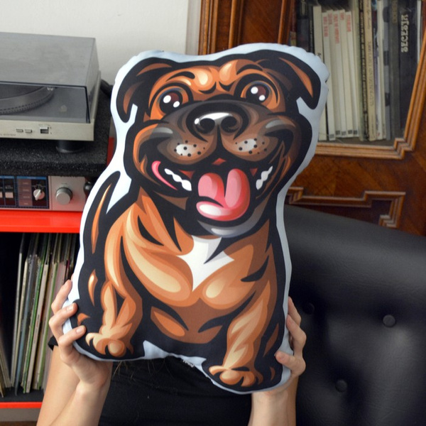 Staffordshire Bull Terrier Braun Hundekissen Psiakrew Kuscheliges Maskottchen Plüschtier
