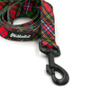 Smycz spacerowa miejska dla Psa Tartan Psiakrew szerokość 2,5 cm, duży czarny karabińczyk 8cm