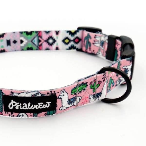 Dog Collar Psiakrew Llama 2.5 cm 1" wide, black extras