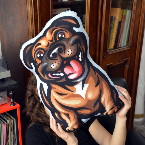 Staffordshire Bull Terrier Brown Dog Decorative Pillow Cushion Stuffed Doggy cuddly mascot