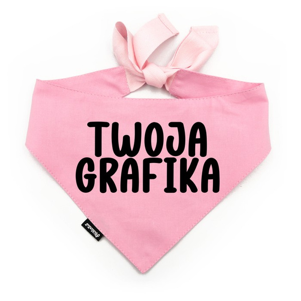 Różowa Personalizowana Bandana dla psa, Twoje Logo Grafika, wiązana chusteczka, apaszka Psiakrew
