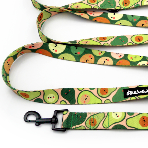 Dog Leash Guacamole Time Psiakrew width 2.5 cm, 1"  wide, snap hook black 6cm