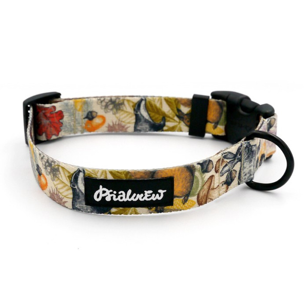 Obroża dla psa regulowana klamra zatrzaskowa Forest Treasures Psiakrew 2,5 cm czarne okucia